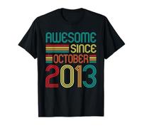 Awesome Since October 2013 13th Birthday Retro 13 Years Old Maglietta