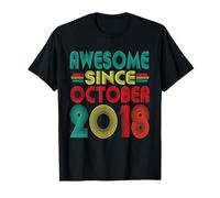 Awesome Since Ottobre 2018 Anni 8th Bday Funny Vintage Maglietta