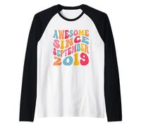 Awesome Since September 2019 7 Years Retro 7th Birthday Maglia con Maniche Raglan