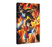 AWFGQ Poster su tela con stampa di One Piece Monkey D. Rufy e Sabo, decorazione artistica da parete per soggiorno e camera da letto, con cornice, 50 x 75 cm