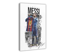 AWFGQ Poster su tela di Lionel Messi, decorazione per camera da letto, sport, ufficio, camera da letto, regalo, stile cornice, 60 x 90 cm