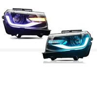 AWGNTQQ Gruppo Faro Anteriore Per Chevrolet Per Camaro 2014 2015 LS SS LT Gruppo Luci LED DRL Proiettori Anteriori Auto(RGB Style 2pcs)