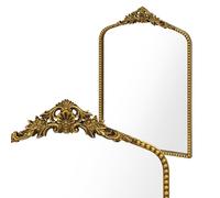 Awhtixbo Specchio barocco oro antico 48 x 71 cm - Specchio ad arco vintage con cornice dorata ornata per ingresso, corridoio stretto e decorazione da parete del bagno
