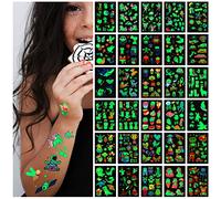Awinmay 400 tatuaggi luminosi per bambini, stili misti, tatuaggi temporanei che si illuminano al buio per ragazzi e ragazze, tatuaggi finti sirena, dinosauro, farfalla o altri regali per il trucco per
