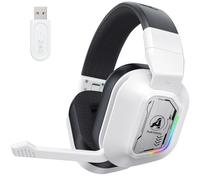 Awinnasey PH4 Wireless Gaming Headset con Microfono 2.4GHz Gaming Cuffie per PS5, PS4, PC, Switch, Mac, Riduzione del Rumore Pieghevole Cuffie Bluetooth con Luce LED, Bianco Nero