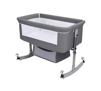 Awjaisca Culla regolabile con zanzariera rimovibile, culla da comodino con grande design curvo e facile movimento, grigio baby sleepe, soluzione notturna perfetta per genitori e neonati grigio 1