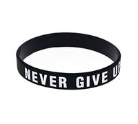 AWJUWHBJ Braccialetto motivazionale in silicone non rinuncia mai a lettere colorate Inspirational elastico sportivo elastico regali braccialetti da polso in silicone motivazionale, Nero , Taglia unica