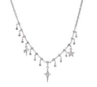 AWJUWHBJ Collana con stella a quattro punte e pietre di zirconia cubica, idea regalo per gioielli da abbinare a tutte le scollature per una collana dolce e fresca alla moda