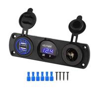 AWJUWHBJ Doppia presa USB Adattatore di Ricarica 12V-24V LED Voltmetro 3 In 1 Pannello Adattatore di Ricarica Per Auto Moto Barche Camion Marine Tecnologia Rapida