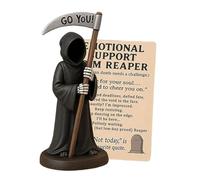 AWJUWHBJ Goth Fantasy Art Decors Handcraft Statua della morte con gatti capricciosi compagno per amante dell'umorismo scuro arte emotivamente gotica