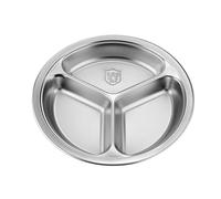 AWJUWHBJ Piatto rotondo a 3 scomparti in acciaio inox per separare gli alimenti, salvaspazio, piatto da portata da cucina, accessori da pranzo per bambini, con divisori