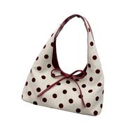 AWJUWHBJ Piccola borsa da donna in pelle PU con motivo a pois con fiocco sotto le ascelle borsa a tracolla compatta per appuntamenti shopping party occasionali borsa a tracolla alla moda, Rosso, One