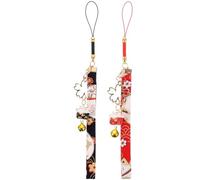 Awleynz Ciondolo portafortuna, gatto fortunato cinese, portachiavi anime giapponese, per auto, borsa, portafoglio, rosso e nero, S, tessuto Metallo
