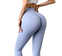 AWLLY Leggins Sportivi Donna Push Up Fitness Leggings Yoga Vita Alta Leggins Palestra,Gray Blue,L