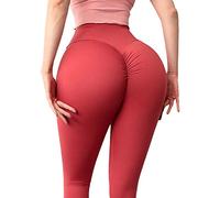 AWLLY Leggins Sportivi Donna Push Up Fitness Leggings Yoga Vita Alta Leggins Palestra,Rosso,S