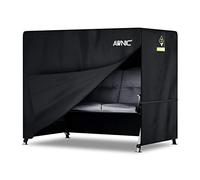 AWNIC Copertura per Dondolo da Giardino a 3 Posti, Impermeabile, 420D, Antivento e Anti-UV, in Tessuto Resistente, Grande Copertura per Amaca da Giardino con Cerniere 210x125x170cm