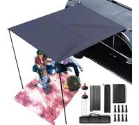 Awning Camping - Waterproof Truck Awning Tent With UPF50+ Sun Protection, 210D Oxford Cloth Car Shelter With Poles, Ropes And Storage Bag, Portable Outdoor Shade For Travel And Camping