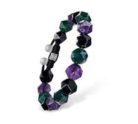 AWNL Braccialetto da uomo intrecciato con perline multicolore con chiusura in argento Sterling, regalo per uomini, marito, fidanzato (gemma da 10 mm), XL (For Wrist Size 6.9" - 7.5"), Pietra