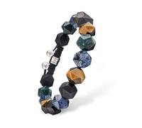 AWNL Braccialetto da uomo intrecciato con perline multicolore con chiusura in argento Sterling, regalo per uomini, marito, fidanzato (gemma da 10 mm), L (For Wrist Size 6.5" - 7.1"), Argento sterling