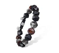 AWNL Braccialetto da uomo intrecciato con perline multicolore con chiusura in argento Sterling, regalo per uomini, marito, fidanzato (gemma da 10 mm), L (For Wrist Size 6.5" - 7.1"), Argento sterling