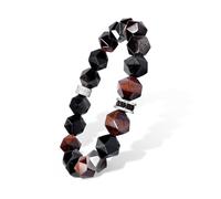 AWNL Braccialetto di perline con onice, occhio di tigre, ossidiana, Dumortierite, pietra preziosa naturale (10 mm) con ciondolo portafortuna in argento Sterling, regalo per uomini, 15,9 - 20,3 cm, XL
