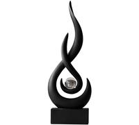 AWNR Scultura astratta nera: statua di fiamma con sfera di vetro statuette d'arte in resina - Centrotavola unico per la decorazione domestica moderna