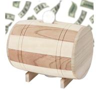AwnsIMfreien Salvadanaio in Legno, salvadanaio a Forma di Botte di Vino con Supporto, per Bambini e Adulti, Banche in Legno per Bambini