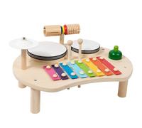 AwnsIMfreien Set di Batteria per Bambini 5 in 1 Giocattoli Musicali educativi per Bambini arrotondati in Legno con Slot di stoccaggio Strumenti Musicali illuminanti per sicuri, Set di Batteria per