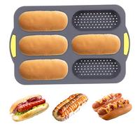 AwnsIMfreien Teglia per pane in silicone, teglia per pane in silicone 6 grondaie antiaderenti per hot dog per uso alimentare per accessori da cucina domestici, pagnotta