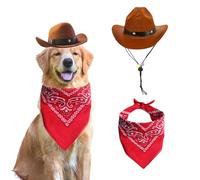 AWOCAN Cappello da cowboy e bandana per cani e gatti, cappello Sombrero per cuccioli di cane o gatto, costume per cosplay per cuccioli di animali domestici, decorazione per feste (caffè)