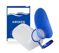 AWOKEN Orinatoi Unisex per Auto, Bottiglie di urina per Uomini e Donne, Bottiglia Portatile per pipì, con Coperchio e Imbuto, orinatoi WC a Tenuta stagna per Auto, Viaggi, Campeggio, Blu e Bianco, 24