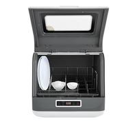 awolsrgiop Lavastoviglie da tavolo Mini lavastoviglie con 3 programmi di pulizia, 45 cm lavastoviglie per 4-6 coperti, con asciugatura ad aria calda e controllo touch, bianco/grigio