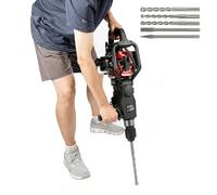 awolsrgiop Martello demolitore a benzina, 1000 W, 33 CC, motore a 2 tempi, martello perforatore con 3 punte e 2 scalpelli, 30 J, potenza d'impatto per calcestruzzo, muratura, pietra, asfalto