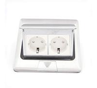 awolsrgiop Presa da pavimento interna a scomparsa, 2 scomparti, con coperchio ribaltabile e protezione IP40, 4000 W, in acciaio inox, per interni, colore nero/argento