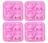 Awonlate Cioccolatini Stampo Silicone, 4PCS Mini Stampo per Barrette di Cioccolato 4 Cavità, Antiaderenti, Rosa