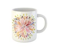 Awowee Tazza da caffè acquerello fiore colorato pittura solare cerchio primavera mandala alba 325 ml tazza da tè in ceramica miglior regalo o souvenir per familiari, amici e colleghi