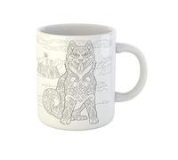 Awowee Tazza da caffè Alaskan Malamute Siberian Husky Eskimo Dog Coloring Page Adult 325 ml tazza da tè in ceramica miglior regalo o souvenir per familiari, amici e colleghi