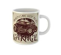 Awowee Tazza da caffè American Hot Rod Garage Vintage of Custom Old School 325 ml tazza da tè in ceramica miglior regalo o souvenir per familiari, amici e colleghi