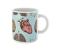 Awowee Tazza da caffè anatomica con cuore umano, cervello, polmoni e scheletro, tazza da tè in ceramica, 325 ml, ottima idea regalo o souvenir per familiari, amici e colleghi