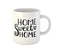 Awowee Tazza da caffè astratta con scritta "Home Sweet Lettering" ispiratrice tipografica nera calligrafica disegnata 325 ml tazza da tè in ceramica miglior regalo o souvenir per familiari, amici e