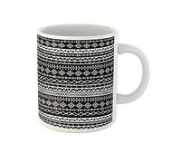 Awowee Tazza da caffè astratta, stile etnico, bohémien, azteco, tribale, vintage, lavagna nera, bohémien, tazza da tè in ceramica, 325 ml, ottima idea regalo o souvenir per familiari, amici e colleghi