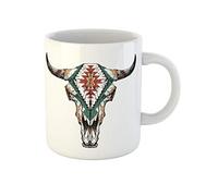 Awowee Tazza da caffè azteco toro Auroch teschio corna su testa di mucca tradizionale tazza da tè in ceramica 325 ml migliore regalo o souvenir per familiari, amici e colleghi