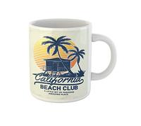 Awowee Tazza da caffè Beach 80 vintage California e Dreaming America Badge City 325 ml tazza da tè in ceramica miglior regalo o souvenir per familiari, amici e colleghi