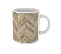 Awowee Tazza da caffè beige Chevron legno parquet a spina di pesce vecchio modello freccia cenere 325 ml tazza da tè in ceramica miglior regalo o souvenir per familiari, amici e colleghi