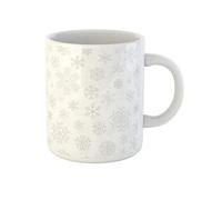 Awowee Tazza da caffè bianca natalizia da fiocchi di neve grigi su motivo Snow Frozen, tazza da tè in ceramica da 325 ml, ideale come regalo o souvenir per familiari, amici e colleghi