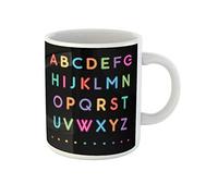 Awowee Tazza da caffè blu colorata neon lettere dell'alfabeto lettere a Z Fonts 325 ml tazza da tè in ceramica miglior regalo o souvenir per familiari, amici e colleghi