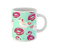 Awowee Tazza da caffè blu con cerchio gonfiabile fenicottero unicorno ciambella estate piscina 325 ml tazza da tè in ceramica miglior regalo o souvenir per familiari, amici e colleghi