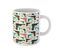 Awowee Tazza da caffè blu con revolver vintage linea rossa proiettile cowboy pistola 325 ml tazza da tè in ceramica miglior regalo o souvenir per familiari, amici e colleghi