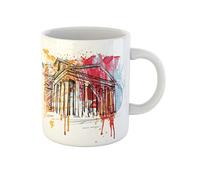 Awowee Tazza da caffè blu Grecia Pantheon pittura rossa Roma pennelli costruzione capitale 325 ml tazza da tè in ceramica miglior regalo o souvenir per familiari, amici e colleghi