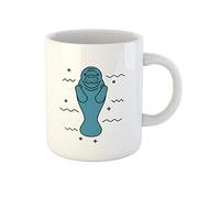 Awowee Tazza da caffè blu lamantino stock di mucca di mare dugongo nuoto da solo 325 ml tazza da tè in ceramica miglior regalo o souvenir per familiari, amici e colleghi